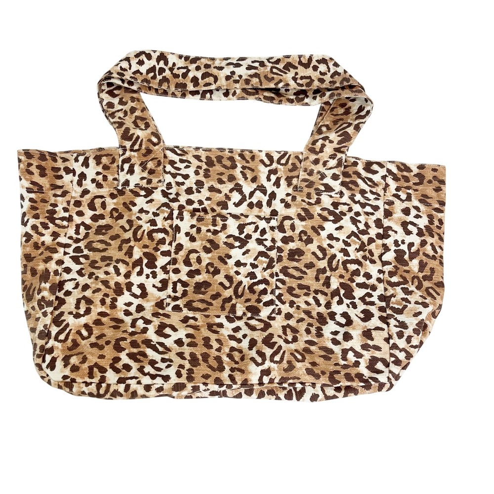 NEW Aerie Leopard Print Canvas Tote Bag Tan Brown Animal Print Boho Beachy